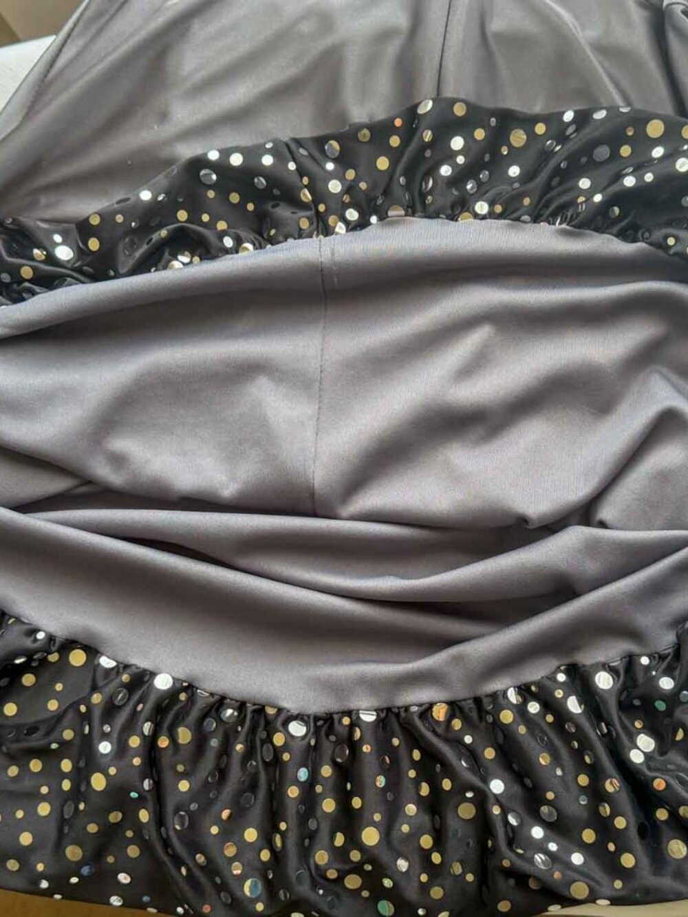 Gray Cocktail / Evening Dress Y2K USA Jump Apparel 9/10 Polka Dot Hem - Picture 9 of 13